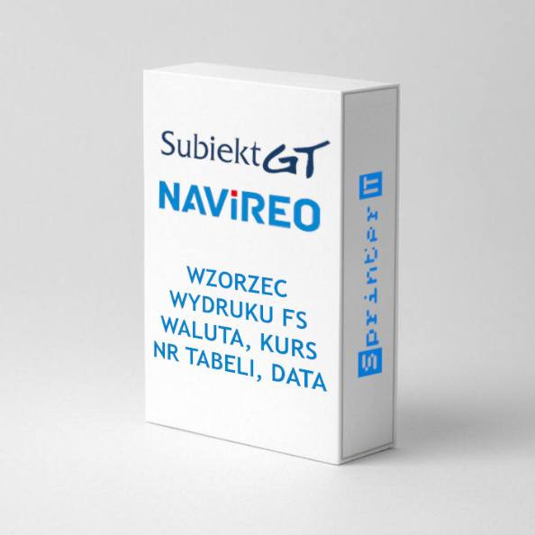 Obrazek Wzorzec wydruku FS z walutą, kursem, nr tabeli i datą - Subiekt GT, Navireo